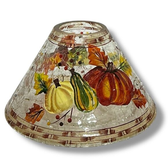 Yankee Candle Shade Crackle Glass Fall Autumn Thanksgiving Pumpkin Harvest - Picture 3 of 16